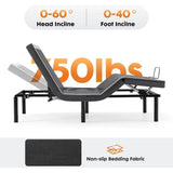 Queen Adjustable Bed Frame, Ergonomic Electric Bed Base with Wireless Remote and 2 USB Ports, Head and Foot Incline - Sleep Galleria - Sleep Galleria