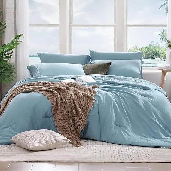 Queen Comforter Set - 7 Pieces Sage Green Soft Bed in a Bag Queen with Fitted Sheet, Flat Sheet, 2 Pillow Shams, and 2 Pillowca - Sleep Galleria - Sleep Galleria