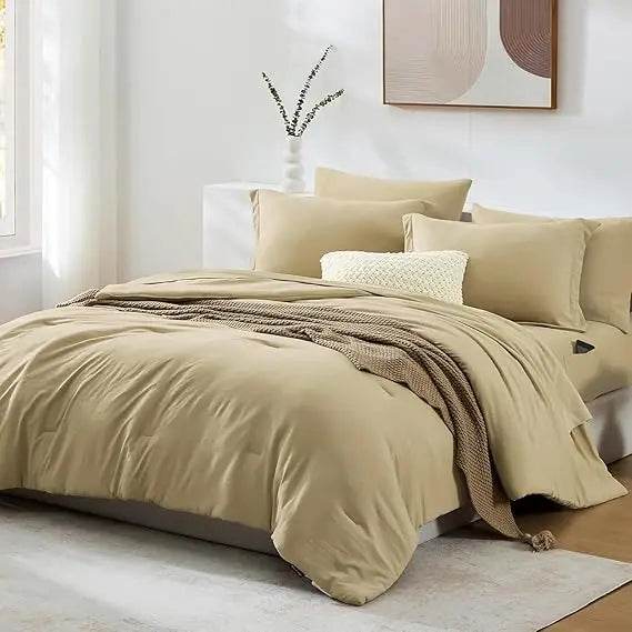Queen Comforter Set - 7 Pieces Sage Green Soft Bed in a Bag Queen with Fitted Sheet, Flat Sheet, 2 Pillow Shams, and 2 Pillowca - Sleep Galleria - Sleep Galleria