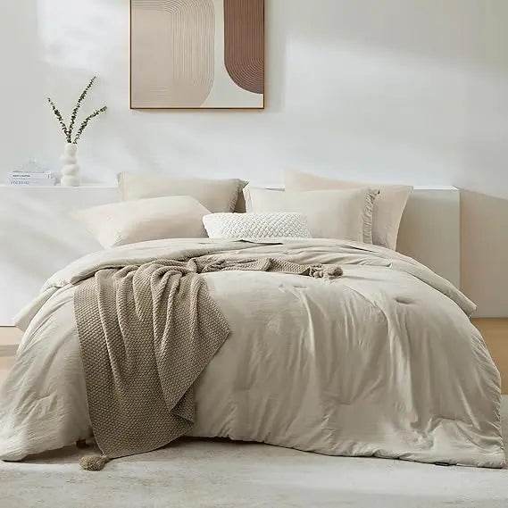 Queen Comforter Set - 7 Pieces Sage Green Soft Bed in a Bag Queen with Fitted Sheet, Flat Sheet, 2 Pillow Shams, and 2 Pillowca - Sleep Galleria - Sleep Galleria