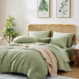 Queen Comforter Set - 7 Pieces Sage Green Soft Bed in a Bag Queen with Fitted Sheet, Flat Sheet, 2 Pillow Shams, and 2 Pillowca - Sleep Galleria - Sleep Galleria
