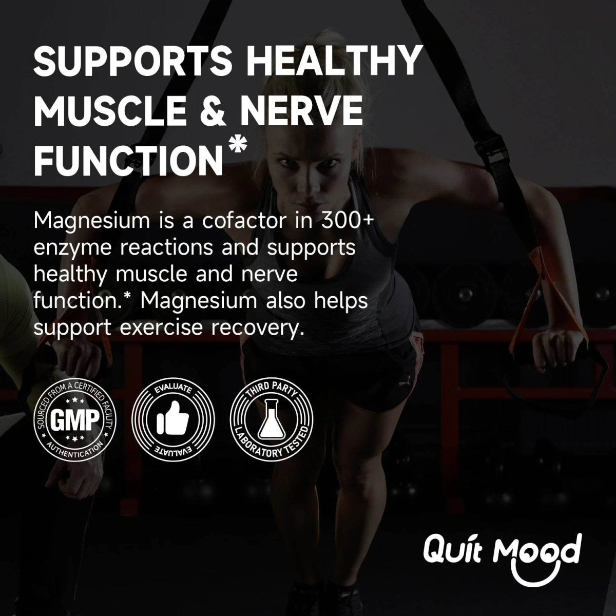 Quitmood Triple Magnesium Complex | 300mg of Magnesium Glycinate, Malate, & Citrate for Muscles, Nerves, & Energy | High Absorpt - Sleep Galleria - Sleep Galleria
