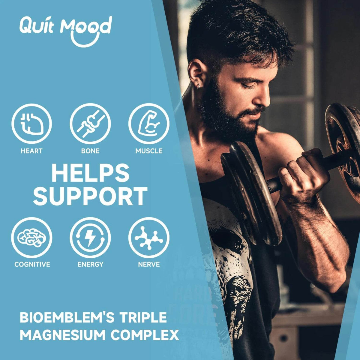 Quitmood Triple Magnesium Complex | 300mg of Magnesium Glycinate, Malate, & Citrate for Muscles, Nerves, & Energy | High Absorpt - Sleep Galleria - Sleep Galleria
