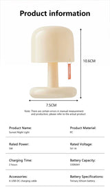 Rechargeable Mushroom Night Light Led Sunset Table Lamp USB Minimalist Desk Bedroom Bar Room Decoration Atmosphere Mood Light - Sleep Galleria - Sleep Galleria