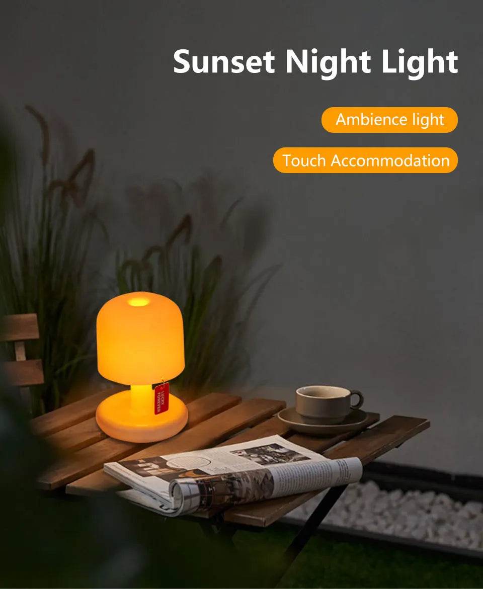 Rechargeable Mushroom Night Light Led Sunset Table Lamp USB Minimalist Desk Bedroom Bar Room Decoration Atmosphere Mood Light - Sleep Galleria - Sleep Galleria