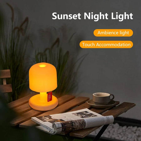 Rechargeable Mushroom Night Light Led Sunset Table Lamp USB Minimalist Desk Bedroom Bar Room Decoration Atmosphere Mood Light - Sleep Galleria - Sleep Galleria