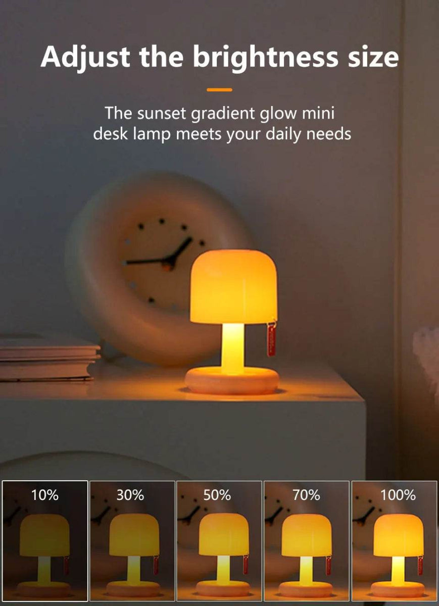 Rechargeable Mushroom Night Light Led Sunset Table Lamp USB Minimalist Desk Bedroom Bar Room Decoration Atmosphere Mood Light - Sleep Galleria - Sleep Galleria