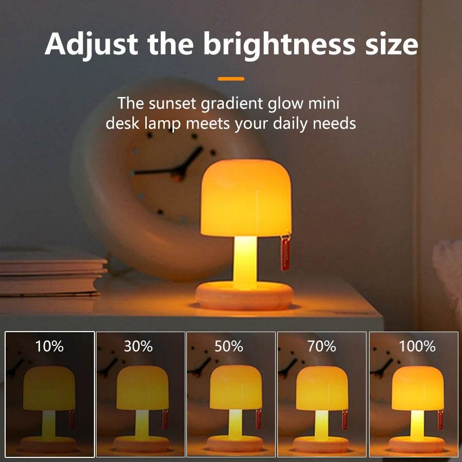 Rechargeable Mushroom Night Light Led Sunset Table Lamp USB Minimalist Desk Bedroom Bar Room Decoration Atmosphere Mood Light - Sleep Galleria - Sleep Galleria