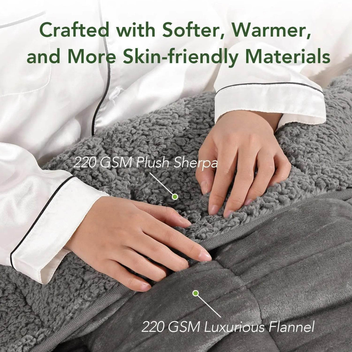 Sherpa Fleece Weighted Blanket for Adult, 15 lbs Heavy Fuzzy Throw Blanket with Soft Plush Flannel, 48x72 Inches Dual Sided Grey - Sleep Galleria - Sleep Galleria
