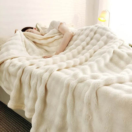Solid Color Flannel Rabbit Fur Blanket Nap Cover Blanket Soft Sofa Blanket Coral Fleece Cover For Bedroom Manufacturer Wholesale - Sleep Galleria