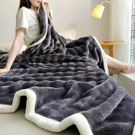 Solid Color Flannel Rabbit Fur Blanket Nap Cover Blanket Soft Sofa Blanket Coral Fleece Cover For Bedroom Manufacturer Wholesale - Sleep Galleria