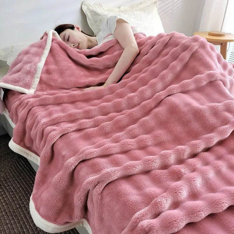 Solid Color Flannel Rabbit Fur Blanket Nap Cover Blanket Soft Sofa Blanket Coral Fleece Cover For Bedroom Manufacturer Wholesale - Sleep Galleria