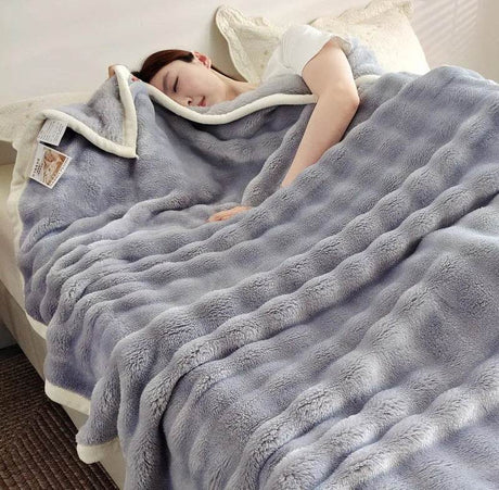 Solid Color Flannel Rabbit Fur Blanket Nap Cover Blanket Soft Sofa Blanket Coral Fleece Cover For Bedroom Manufacturer Wholesale - Sleep Galleria