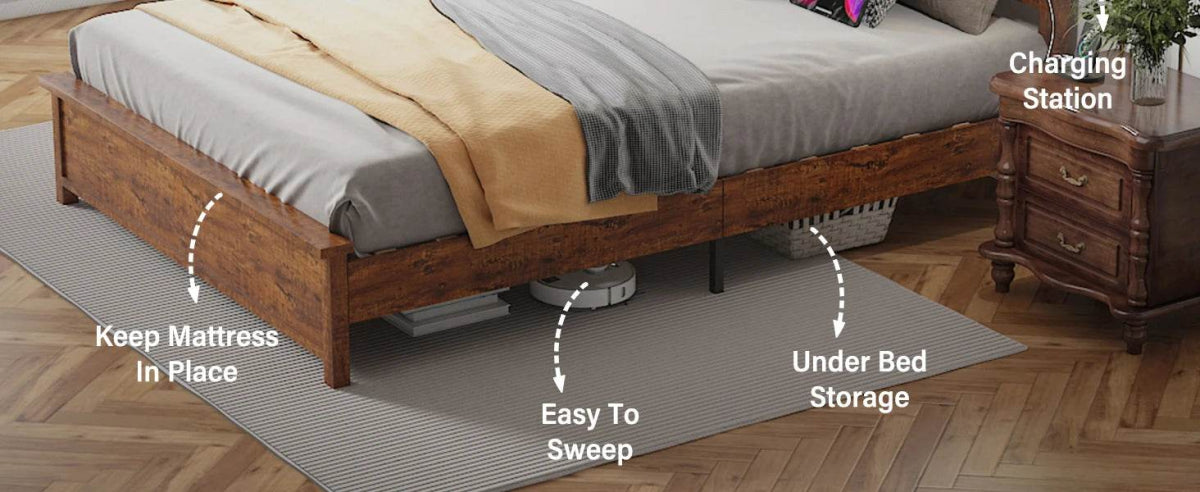 Tall Headboard Queen Bed Frame, Storage&Led Lights & Charging Station, Noise - Free/No Box Spring Needed, Metal Platform Bed Frame - Sleep Galleria - Sleep Galleria