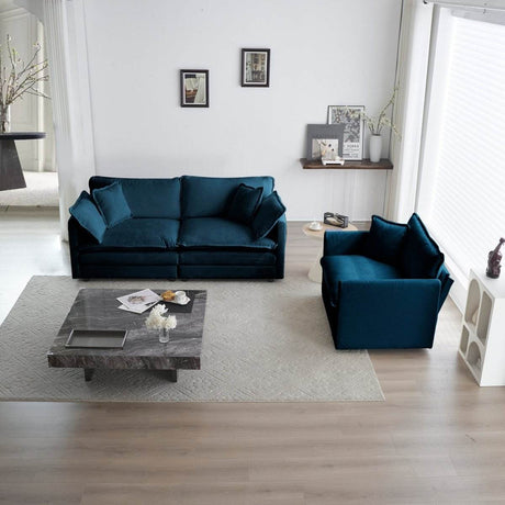 2 - Piece Blue Chenille Upholstered Loveseat And Chair Set - Slumberine - Sleep Galleria