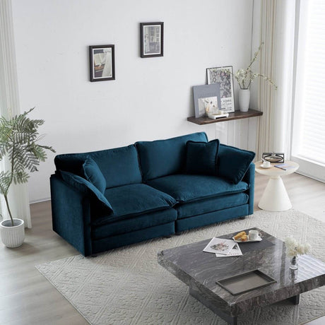 2 - Piece Blue Chenille Upholstered Loveseat And Chair Set - Slumberine - Sleep Galleria
