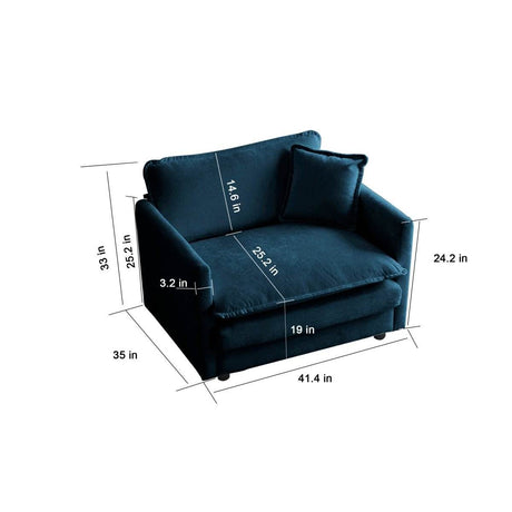 2 - Piece Blue Chenille Upholstered Loveseat And Chair Set - Slumberine - Sleep Galleria