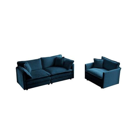 2 - Piece Blue Chenille Upholstered Loveseat And Chair Set - Slumberine - Sleep Galleria