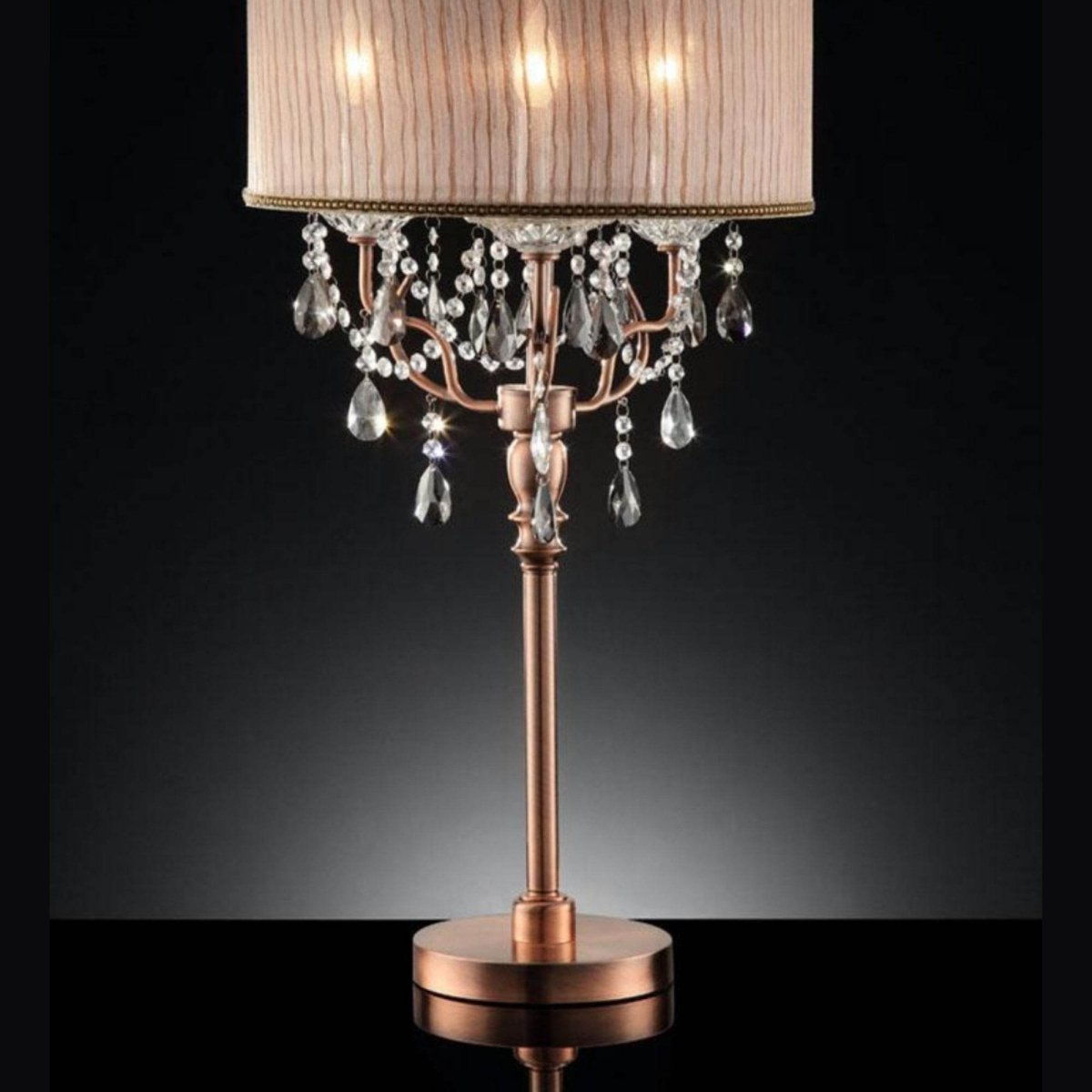 35 - Inch Crystal Accent Metal Table Lamp - Slumberine - Sleep Galleria