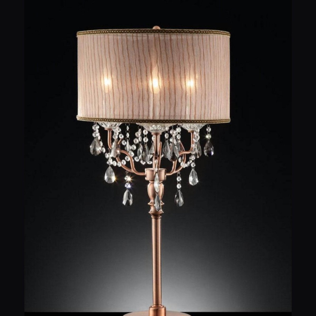 35 - Inch Crystal Accent Metal Table Lamp - Slumberine - Sleep Galleria