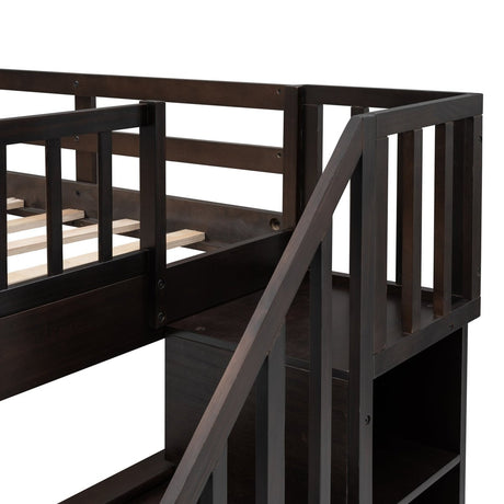 Full Over Full Stairway Bunk Bed With Twin Trundle - Slumberine - Sleep Galleria