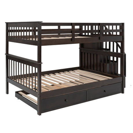 Full Over Full Stairway Bunk Bed With Twin Trundle - Slumberine - Sleep Galleria