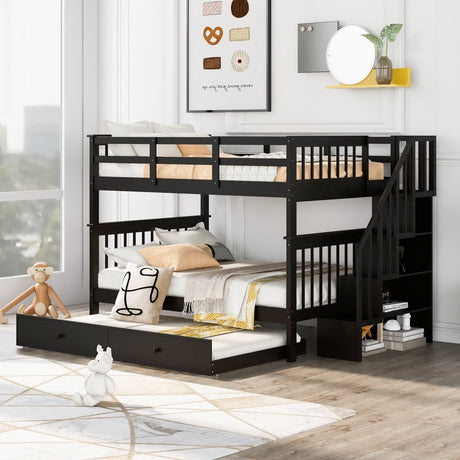 Full Over Full Stairway Bunk Bed With Twin Trundle - Slumberine - Sleep Galleria