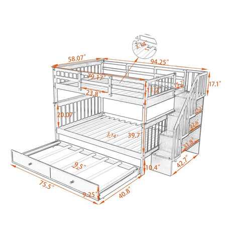 Full Over Full Stairway Bunk Bed With Twin Trundle - Slumberine - Sleep Galleria