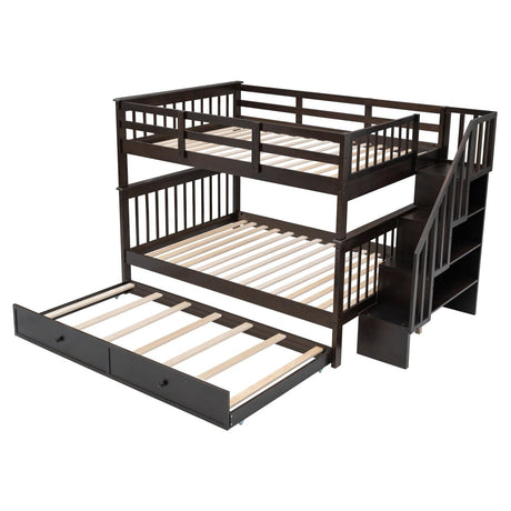 Full Over Full Stairway Bunk Bed With Twin Trundle - Slumberine - Sleep Galleria