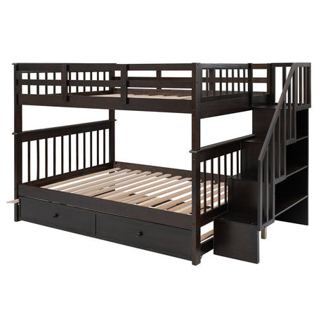 Full Over Full Stairway Bunk Bed With Twin Trundle - Slumberine - Sleep Galleria