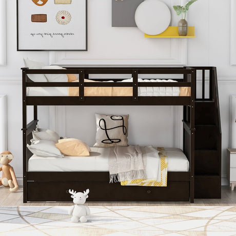Full Over Full Stairway Bunk Bed With Twin Trundle - Slumberine - Sleep Galleria