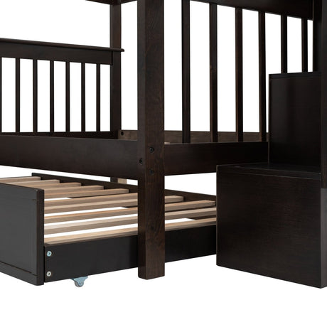 Full Over Full Stairway Bunk Bed With Twin Trundle - Slumberine - Sleep Galleria