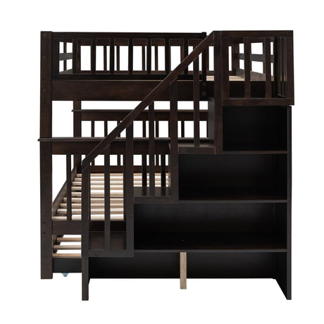 Full Over Full Stairway Bunk Bed With Twin Trundle - Slumberine - Sleep Galleria