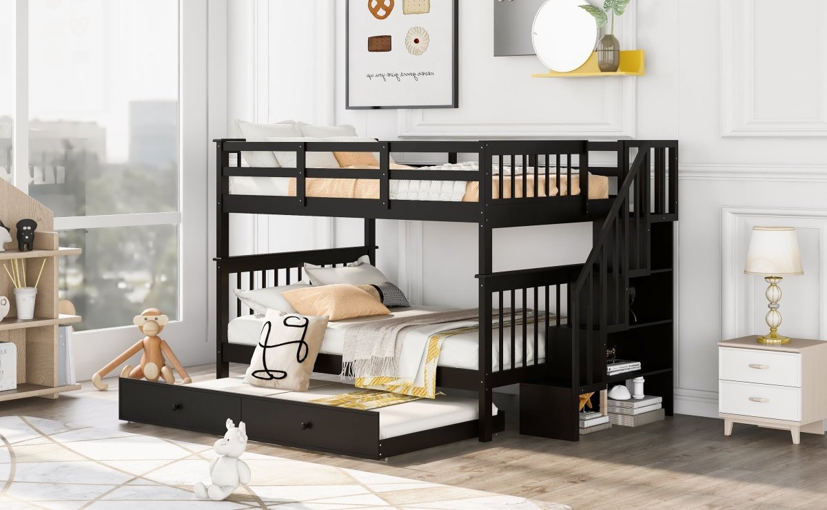 Full Over Full Stairway Bunk Bed With Twin Trundle - Slumberine - Sleep Galleria