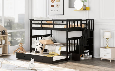 Full Over Full Stairway Bunk Bed With Twin Trundle - Slumberine - Sleep Galleria