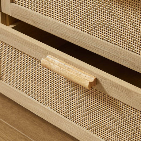 Natural Particleboard Cabinet With Rattan Drawers - Sleep Galleria