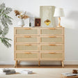 Natural Particleboard Cabinet With Rattan Drawers - Sleep Galleria