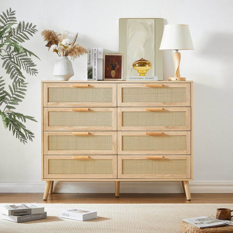Natural Particleboard Cabinet With Rattan Drawers - Sleep Galleria
