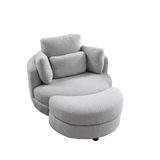 Oversized Plush Swivel Chair With Storage Ottoman - Sleep Galleria