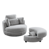 Oversized Plush Swivel Chair With Storage Ottoman - Sleep Galleria
