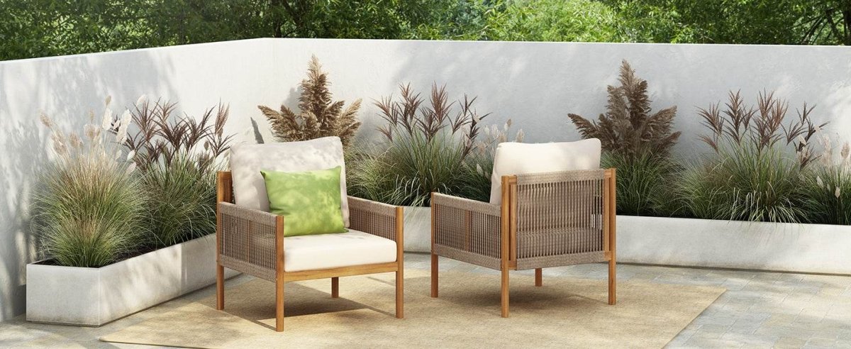 Set Of 2 Modern Outdoor Woven Lounge Chairs With Cushions - Slumberine - Sleep Galleria