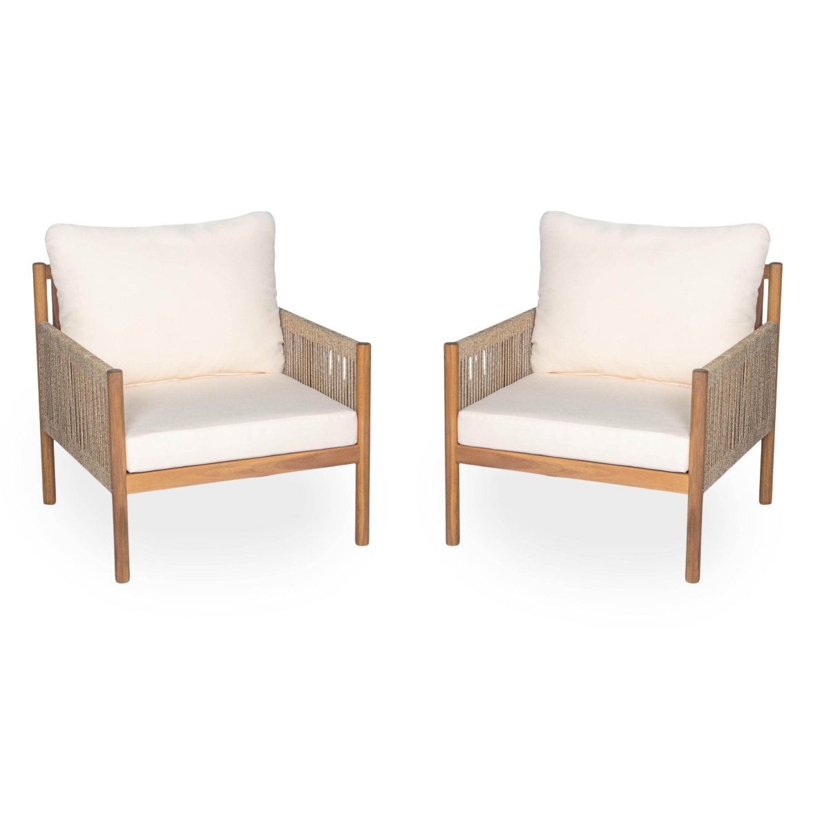 Set Of 2 Modern Outdoor Woven Lounge Chairs With Cushions - Slumberine - Sleep Galleria