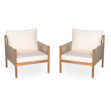 Set Of 2 Modern Outdoor Woven Lounge Chairs With Cushions - Slumberine - Sleep Galleria