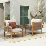 Set Of 2 Modern Outdoor Woven Lounge Chairs With Cushions - Slumberine - Sleep Galleria