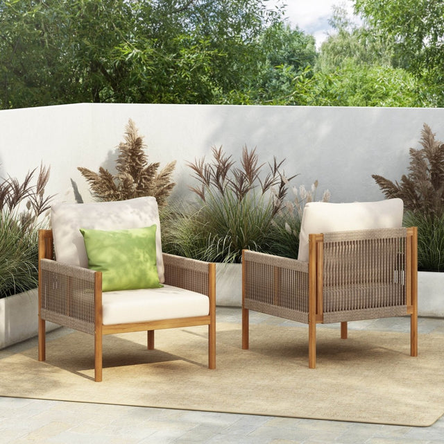 Set Of 2 Modern Outdoor Woven Lounge Chairs With Cushions - Slumberine - Sleep Galleria