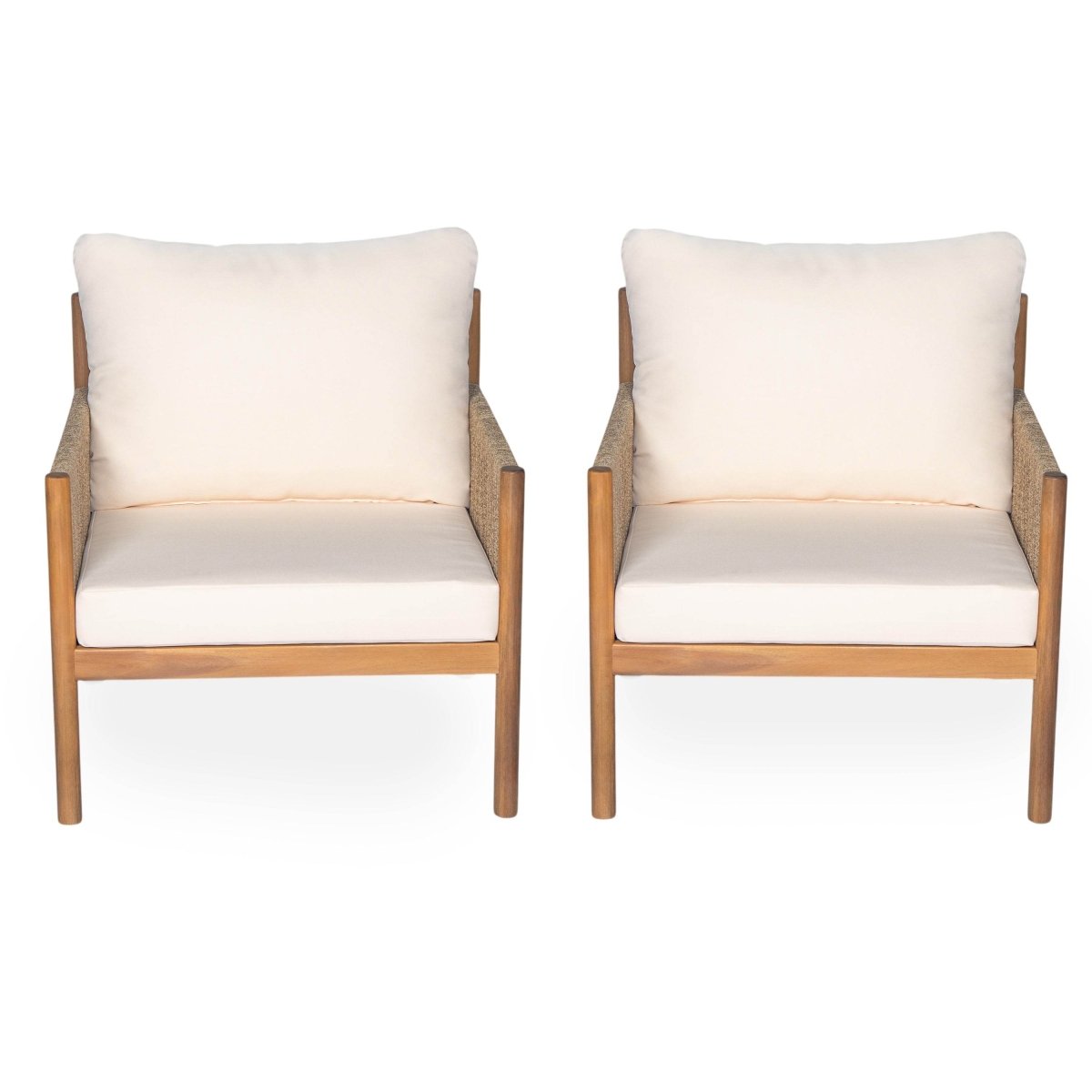 Set Of 2 Modern Outdoor Woven Lounge Chairs With Cushions - Slumberine - Sleep Galleria
