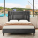 Corduroy Upholstered Platform Bed Frame with LED Lighting and Charging Station - Somnio - Sleep Galleria