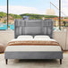Corduroy Upholstered Platform Bed Frame with LED Lighting and Charging Station - Somnio - Sleep Galleria