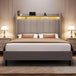 Corduroy Upholstered Platform Bed Frame with LED Lighting and Charging Station - Somnio - Sleep Galleria