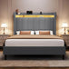 Corduroy Upholstered Platform Bed Frame with LED Lighting and Charging Station - Somnio - Sleep Galleria